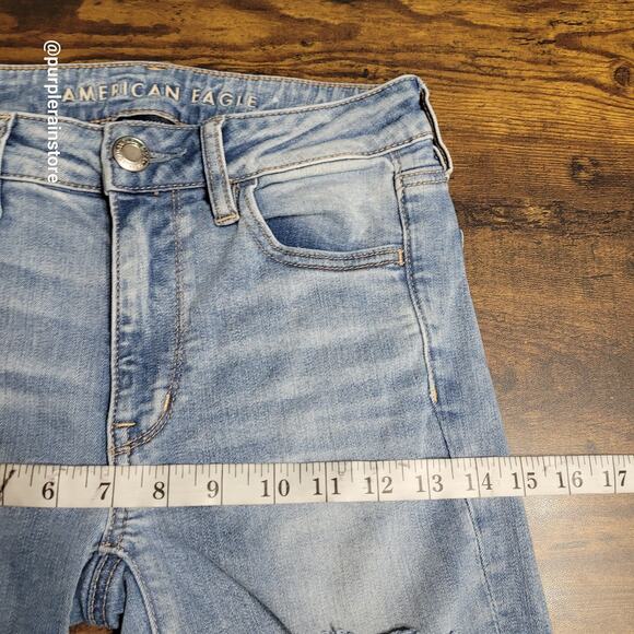 American Eagle Jeans 2 R Jegging Hi Rise Super Stretch Medium Light Wash - Picture 7 of 11